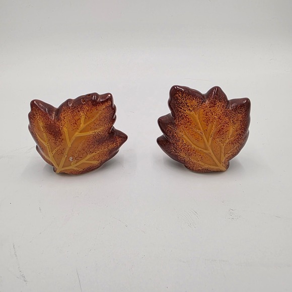 Other - Autumn Maple Leaf Salt and Pepper Shakers Set Brown Orange Ceramic Fall Decor